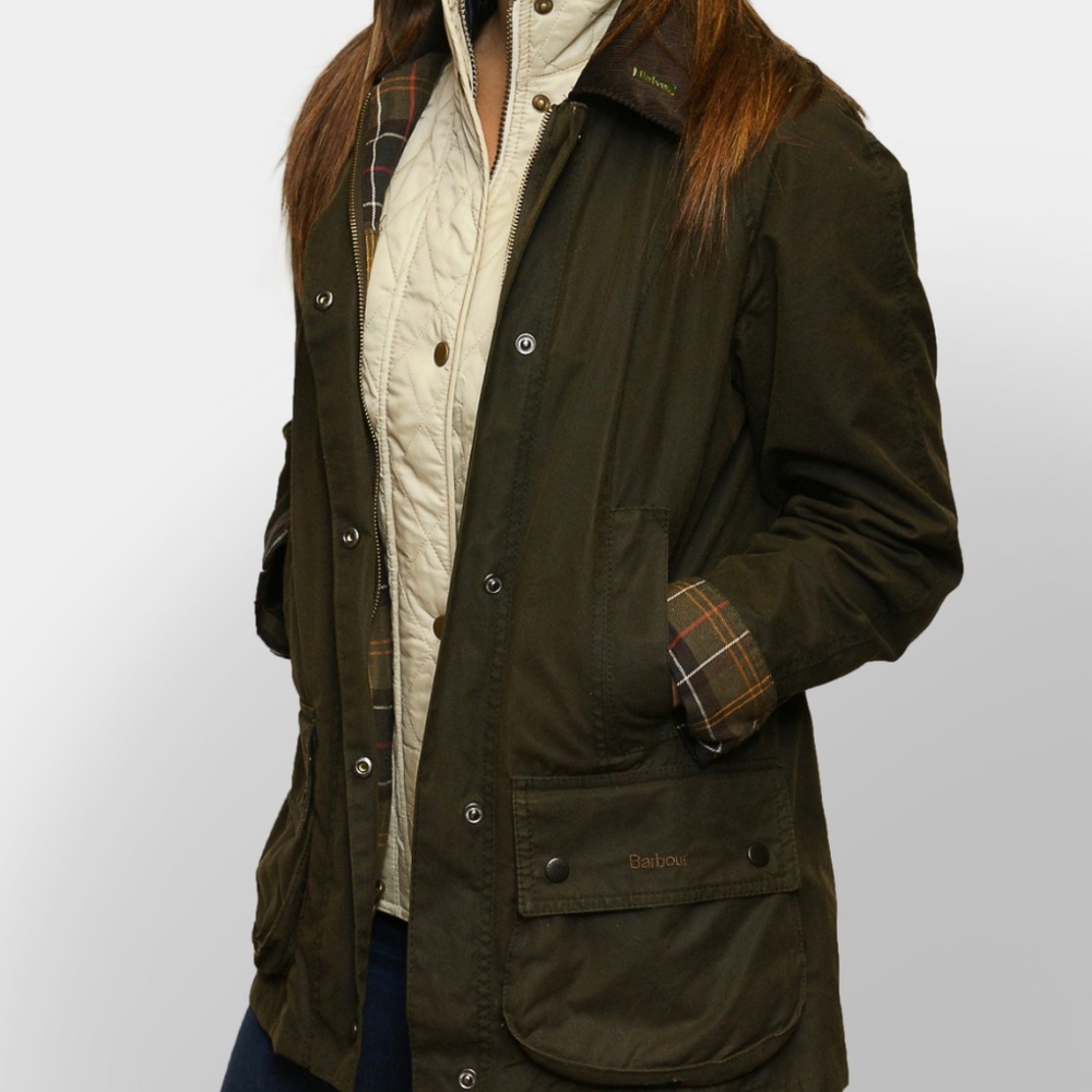 Barbour Green Waxed Jacket US 6